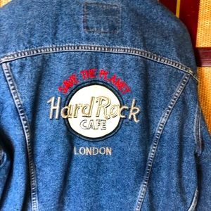 Unisex Vintage 90s Hard Rock Cafe London Levi’s Denim Logo Jacket Rare Sz L. EC